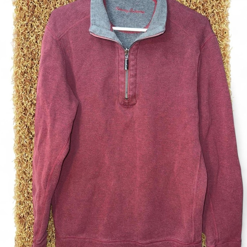 Men's M (Guessing) Tommy Bahama Maroon Half-Zip Sweater